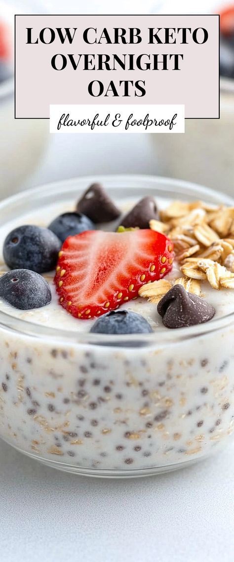 Image for Low Carb Keto Overnight Oats Overnight Oats Keto, Keto Overnight Oats, Hemp Seed Milk, Overnight Oats Recipe, Oats Recipes, Stay On Track, Quick Breakfast, Overnight Oats, Low Carb Keto