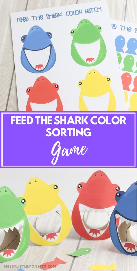 Feed the shark color matching game for kids. Color Matching Games Preschool, Colors Games For Kids, Color Recognition For Toddlers, Color Games For Preschoolers, Feed The Shark Game, Matching Games For Preschoolers, Shark Games For Kids, Color Games For Toddlers, Feed The Shark