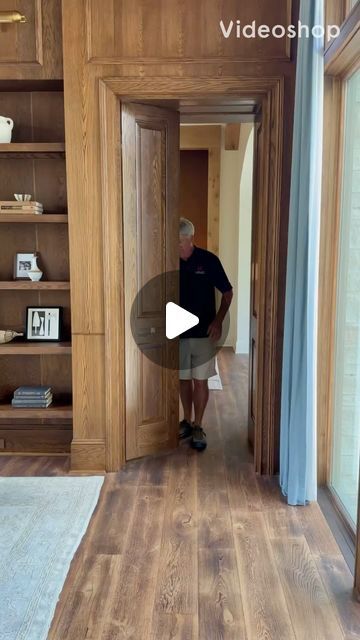 Hatcliff Construction on Instagram: "One of my favorite little architectural touches is to add pocket pivot hinges to allow doors to recess into a wide cased opening. This can be accomplished with painted or stained wood and can be incorporated into contemporary or traditional designs. Here we built the doors out of white oak to work seamlessly with the study’s oak paneling. It’s fun to go through a house plan and try to find places that unique details can be added. This keeps every home unique. @southernlivingmag Idea House.
#PocketPivotHinge
Builder and door design @hatcliffconstruction
Architect @lakeandlandstudio
Interior Design @laurahodgesstudio
Carpentry @customtrimtn_ White Oak -Stewart Lumber
Hardwood @duchateauofficial @jeffcoflooring
Limestone Mantle @vetter_stone Alabama Stone Door For Narrow Opening, How To Add Architectural Details, Oak Paneling, Pivot Doors Interior, Cottage Door, Door Casing, Oak Panels, Attic Remodel, Pivot Doors