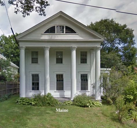 Under $100K Sunday - Save This Old Circa 1850 Maine Greek Revival Fixer Upper $79K - 30 Min. To Coast - Old Houses Under $50K Greek Revival Farmhouse, Greek Revival Architecture, Greek Revival Home, Sweat Equity, Revival Architecture, In Good Company, Pine Floors, Greek Revival, Wide Plank