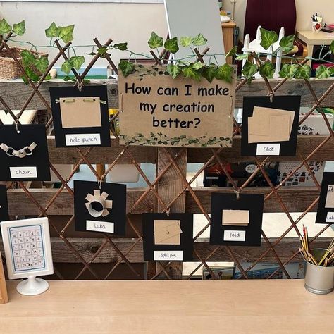 Neutral Early Years Classroom, Eyfs Junk Modelling, Junk Modelling Display Eyfs, Creative Area Year 1, Year 1 Displays, Junk Modelling Area Eyfs, Year 1, Art Area Eyfs, Early Years Displays