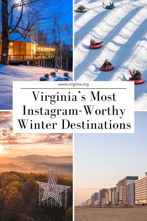 Escape to a winter wonderland in Virginia! 🌨️❤️ Discover the most Instagram-worthy destinations, from cozy cabins to snowy landscapes, these spots are a photographer's dream! Virginia Beach Winter, Christmas In Virginia, Yorktown Virginia, Staunton Virginia, Beauty Of Winter, Virginia Mountains, Virginia Vacation, Cascade Falls, Cozy Cabins