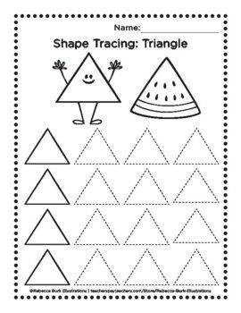 Learn Your Shapes: Triangles - Tracing / Coloring Worksheet  Help young children learn shapes, practice tracing triangles and prepare for writing letters. This worksheet is perfect for use in pre-K and kindergarten settings, homeschool or as a fun activity!  The download includes a digital, 300 DPI, high-resolution, PDF file for printing at home or for the classroom. Prints 1 - 8.5" x 11" page. Tracing Triangles Worksheet, Triangle Worksheet Preschool, Trace And Color Worksheets, Triangle Tracing, Kindergarten Shapes, Kindergarten Geometry, Shapes Worksheet Kindergarten, Learn Shapes, Shape Tracing Worksheets