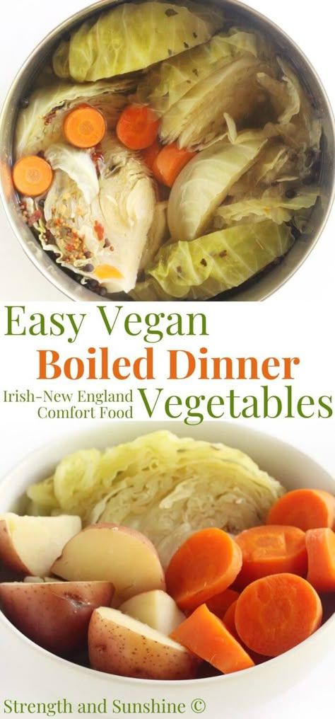 Boiled Vegetables Recipe, Boil Cabbage Recipe, Dinner Cabbage, New England Boiled Dinner, Dinner Vegetables, Pickling Spices, Vegetable Recipes Dinner, Cabbage Potatoes, Vegan Meat Recipe