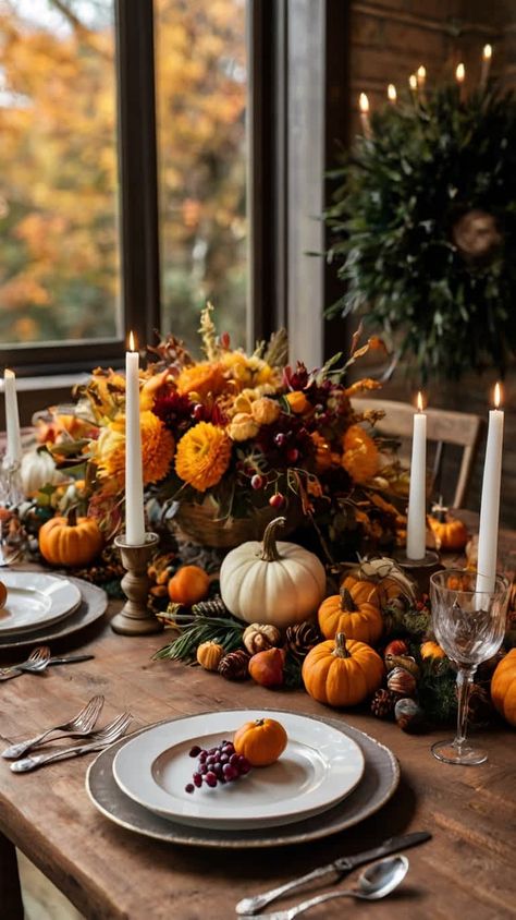 15 Cute Thanksgiving Table Decoration Ideas Pretty Thanksgiving Table, Thanksgiving Ideas Decorating, Thanksgiving Centerpieces Table, Friendsgiving Table Setting, Modern Thanksgiving Table, Thanksgiving Table Settings Diy, Thanksgiving Table Decoration, Thanksgiving Hosting, Aesthetic Thanksgiving