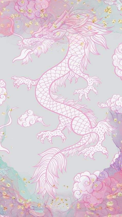 Pink dragon background for phone! Iphone Cute Wallpaper Pink, Aesthetic Dragon Wallpaper, Cute Dragon Wallpaper Aesthetic, Dragon Iphone Wallpaper, Dragon Phone Wallpaper, Dragon Background, Dragon Print Aesthetic, Chinese Dragon Wallpaper, Dragon Graphic