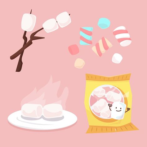 Free vector hand drawn marshmallow illus... | Free Vector #Freepik #freevector #food-illustration #marshmallow #delicious #tasty-food Marshmallow Illustration, Poetry Doodles, Marshmallow Drawing, Marshmallow Art, Marshmallow Skewers, Marshmallow Bag, Marshmallow Cereal, Winter Poster, Photoshop Work