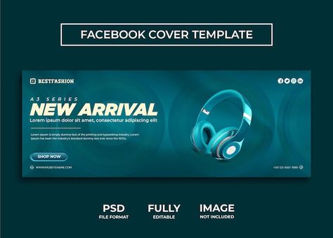 Teal color headphone brand product faceb... | Premium Psd #Freepik #psd #banner Headphone Banner, Site Banner, Free Flyer Design, Website Banner Design, Digital Advertising Design, Facebook Cover Design, Facebook Cover Template, Ar Vr, Billboard Design