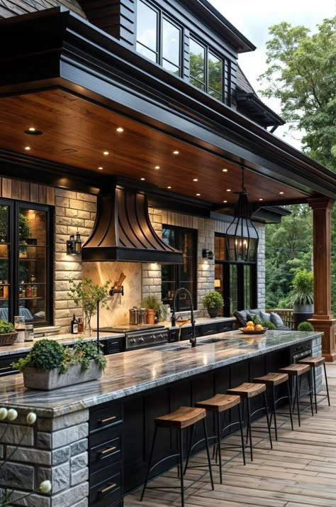 Future Home Must Haves, Tier Landscaping Ideas, Barndo Outdoor Kitchen, Home Courtyard Design, Side Yard Kitchen, Outdoor Ideas Backyard, Outdoor Patio Decorating Ideas, Dream Life House, Backyard Remodel