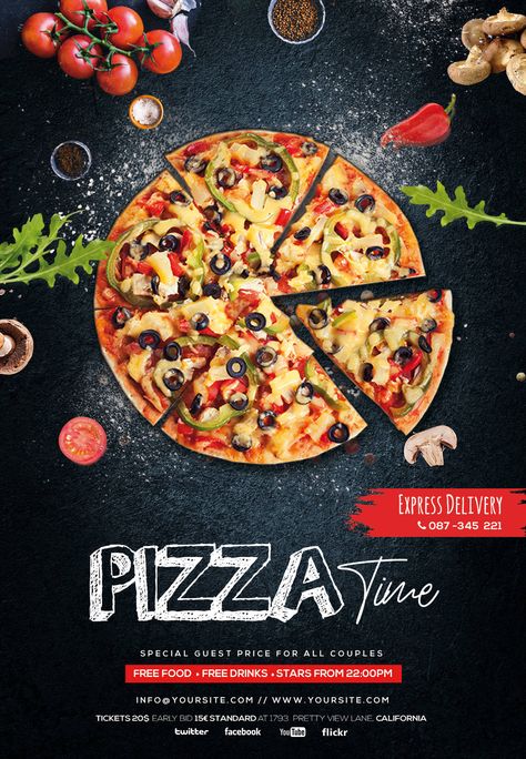 Pizza Fundraiser, Pizza Menu Design, Pizza Flyer, Pizza Poster, Pizza Menu, Menu Flyer, Pizza Design, Restaurant Flyer, Free Brochure Template