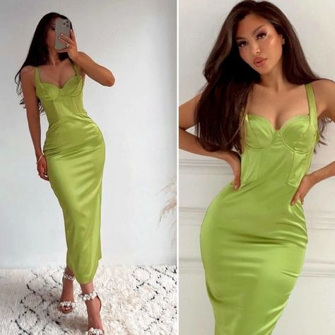 I just added a new item to eBay, NEW Blogger Fave Viral Zara Lime Green Bustier Corset Push Up Satin Midi Dress! #eBay #eBaySeller Zara Maxi Dress, Wrap Shirt Dress, Black Short Sleeve Dress, Pink Bodycon Dresses, Mauve Dress, V Neck Midi Dress, Mini Slip Dress, Polka Dress, Satin Midi Dress