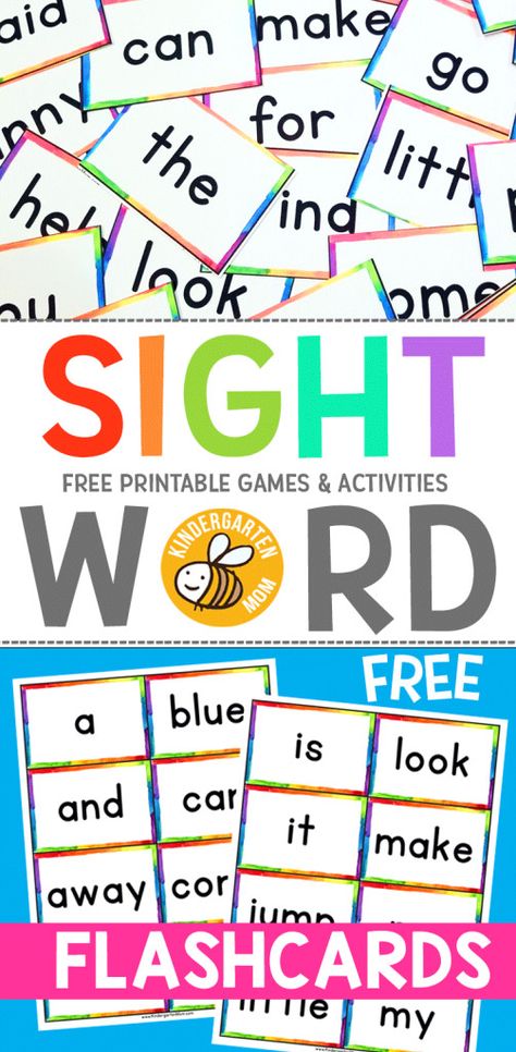 Sight Word Flash Cards Free, Group Art Projects For Kids, Kindergarten Sight Words Flash Cards, Kids Sight Words, Pre K Sight Words, Sight Word Flash Cards, Dolch Sight Word List, Phonics Learning, Word Flashcards