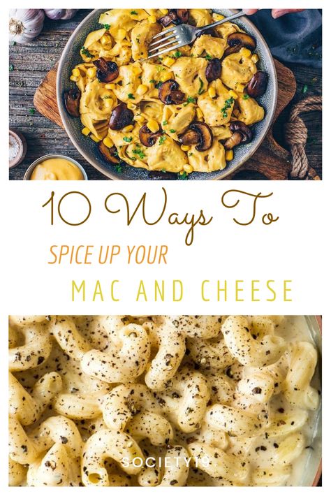 From simply adding some spices to making a completely different meal, try these ideas out to make your mac and cheese even better! #dinner #macandcheese Macaroni And Cheese Add Ins, How To Spice Up Box Mac And Cheese, How To Spice Up Mac And Cheese, Mac And Cheese Lunch Ideas, Mac And Cheese Box Add Ins, Mac And Cheese Mix Ins, What To Add To Mac And Cheese, Mac And Cheese Toppings, Mac And Cheese Add Ins