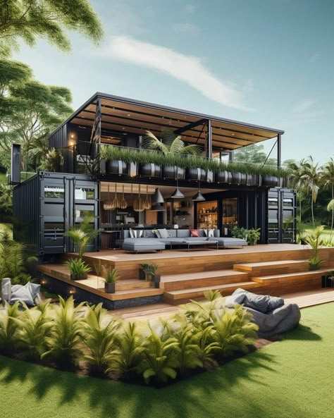 Container Home Courtyard, Container House Design Resort, Two Story Container Home, Beach House Shipping Container, 3 Story Shipping Container Home, Tiny Living Room Ideas, Living Room Ideas Cozy, Room Ideas Cozy, Tiny Living Room