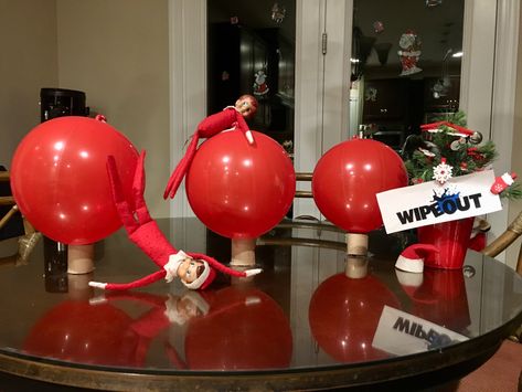 Personalized Centerpieces, Elf Shelf, Awesome Elf On The Shelf Ideas, Balloon Party, Party House, Red Ball, Big Balls, Model Shop, Red Balloon