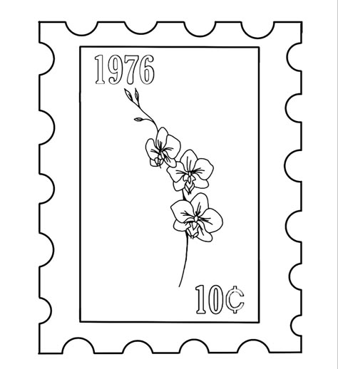 Orchid Postage Stamp Tattoo, Postal Stamp Tattoo Ideas, Posted Stamp Tattoo, Postage Stamp Tattoo Design, Stamp Outline Tattoo, Texas Postage Stamp Tattoo, Orchid Stamp Tattoo, Hawaii Postage Stamp Tattoo, Floral Stamp Tattoo