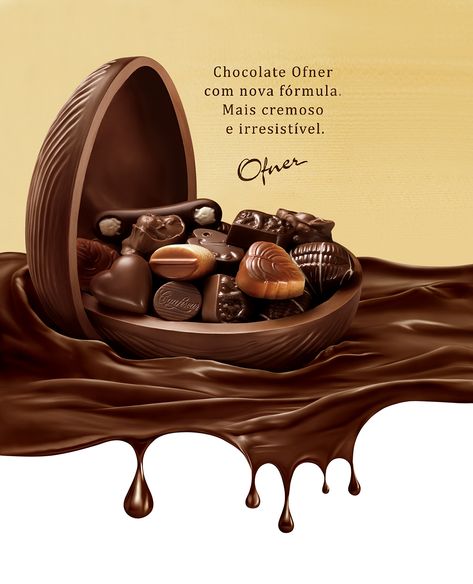 Chocolate Ofner on Behance Chocolate Advertising Design, Chocolate Poster Design, Chocolate Ads, Chocolate Advertisement, Chocolate Advertising, Chocolate Poster, World Chocolate Day, Homemade Chocolates, Illustrations Ideas