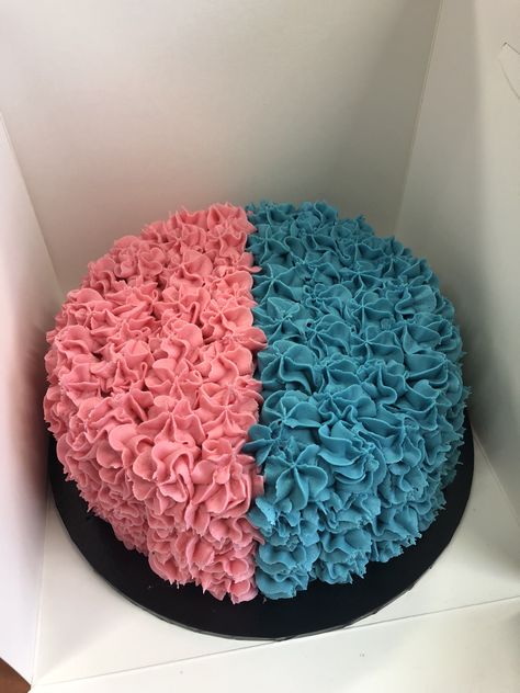 Baby announcement cake! Congratulations! Pink and Blue cake Half Pink Half Blue Cake, Pink And Blue Cake, Baby Announcement Cake, Cake Congratulations, Easy Doodle, Huggy Wuggy, Cakes For Women, Blue Cakes, Gender Reveal Cake