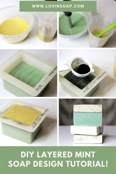 Layered Soap, Easy Soap Recipes, Green Soap, Spearmint Essential Oil, Cold Process Soap Recipes, Soap Base, Homemade Soap Recipes, Milk Soap, Handcrafted Soaps