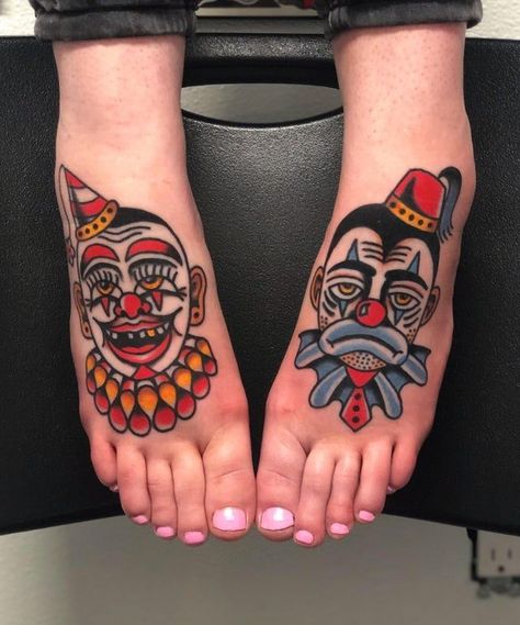 #traditionalamericantattoos, #traditionalnativeamericantattoos, #smallnativeamericantattoos, #nativeamericantribaltattoos, #nativeamericantattoossymbols, #nativeamericantattoosmeanings, #nativeamericantattooshistory, #nativeamericantattoosforfemales, #3dnativeamericantattoos, Circus Tattoo, Traditional Hand Tattoo, Traditional Tattoo Inspiration, Clown Tattoo, Clown Shoes, Traditional Tattoo Sleeve, American Tattoos, Traditional Tattoo Design, Traditional Tattoo Art