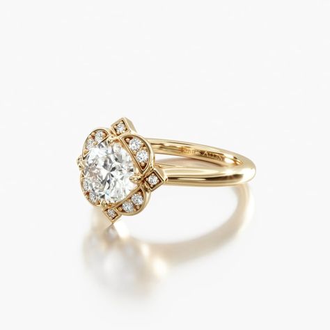 Antique Engagement Rings Victorian Gold, Simple Vintage Style Engagement Rings, Vintage Engagement Rings Floral, Round 1 Carat Engagement Ring, Unique Circle Engagement Rings, Floral Inspired Engagement Rings, Divorce Ring Redesign, Bevel Engagement Ring, Halo Setting Engagement Rings