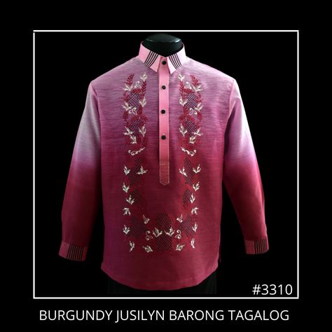 Perfect for weddings and other formal occasions this burgundy Jusilyn barong tagalog will suit your man perfectly. #barongtagalog #burgundybarong Formal Outfit Men, Barong Tagalog, Filipiniana Dress, Branded Clothing, Clothes Reference, Design Clothing, Formal Outfit, Your Man, Elegant Outfit