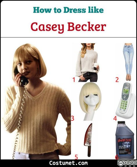 Scream Movie Halloween Costume, Casey Becker Makeup, Scream Victim Costume, Scream Couples Costume, Scream Movie Costume, Casey Becker Costume, Scream Costume Woman, Scream Couple Costume, Scream Costumes