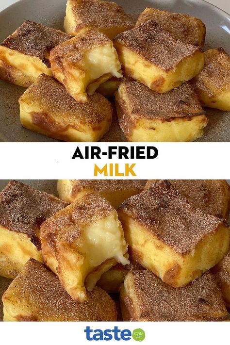 Easy Desserts Air Fryer, Best Air Fryer Recipes Desserts, Fried Milk Recipe, Airfry Dessert Recipes, Airfryer Recipes Sweets, Air Fryer Deserts Recipes Easy, Air Fryer Sweet Recipes, Air Fryer Deserts Easy, Airfryer Recipes Dessert