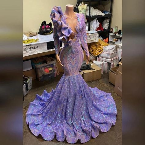 Long Sleeve Prom Dress Mermaid, Prom Dress Long Sleeves, Stylish Gown, Ruffle Prom Dress, Purple Prom, Cheap Party Dresses, Prom Dress Long, Prom Dresses Long Mermaid, Mermaid Prom Dress