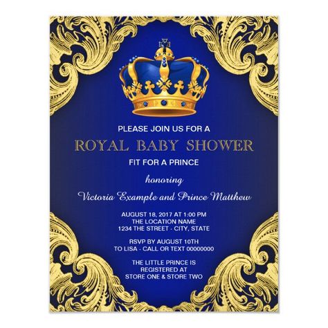 Royalty Baby Shower, Royal Baby Shower Invitation, Prince Baby Shower Theme, Fancy Baby Shower, Prince Baby Shower Invitations, Baby Shower Blue, Custom Baby Shower Invitations, Royal Baby Showers, Prince Baby Shower