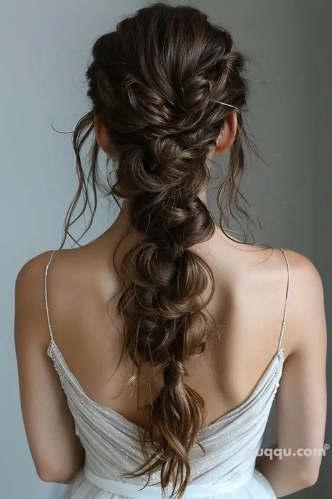 Half Up Half Down Hairstyles - Perfect for Your Special Night - Puqqu Messy French Braid Wedding, Beach Wedding Braid Hairstyles, Wavy Updo Wedding, Bridal Messy Braid, Loose Braid Hairstyles Wedding, Bridesmaid Curly Updo, Wedding Hairstyles Wavy Hair, Messy Bride Hairstyles, Loose Braid Wedding Hair