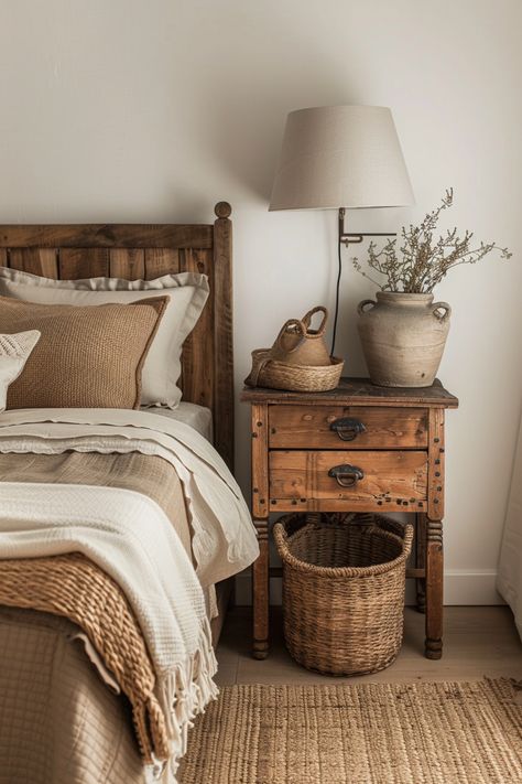 Simplify your bedroom space with organic ideas, creating a tranquil retreat in your home. #SimpleLiving #TranquilSpaces Design Ložnic, Casa Country, Casa Vintage, Cottage Bedroom, Cottage Interiors, Vintage Bedroom, Simple Bedroom, Rustic Bedroom, Cozy Bedroom