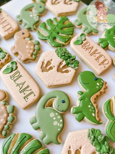 One A Saurus Birthday Cookies, Three Rex Cookies Decorated, Dinasour Cookies Decorated, Dinosaur Sugar Cookies Royal Icing, Dinosaur Decorated Cookies, Dinosaur Royal Icing Cookies, Dinosaur Cookies Royal Icing, Dino Cookies Decorated, Dinosaur Baby Shower Cookies