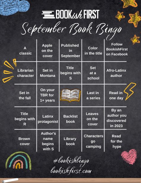 September 2023 Bookish Bingo 🎒 - Book Talk / Bookish Bingo - BookishFirst Forum January 2024 Book Bingo, Bookish Bingo, Tbr Jar, Reading Prompts, Book Bingo, September Reading, Bingo Books, Reading Bingo, Reading List Challenge