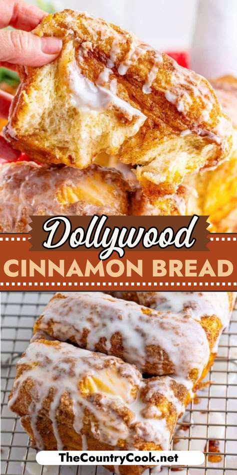 Dollywood Cinnamon Bread is soft, fluffy, gooey and sweet and is made with only 5 ingredients. Just like you get at the park but straight from your oven instead! Best Sweet Quick Breads, Dessert Bread Recipes Easy, Silver Dollar City Cinnamon Bread, Sweetened Condensed Bread, Kneaders Cinnamon Bread Recipe, Breakfast Sweet Breads, Quickbreads Recipes Sweet, Cinnamon Doughnut Bread, Homemade Sweet Bread Recipes