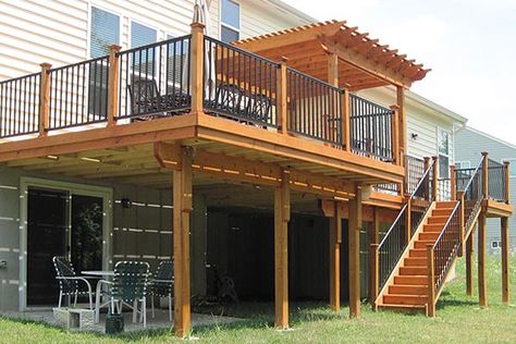 Deck With Stairs, Second Floor Deck, Second Story Deck, Screened Porch Designs, Balkon Decor, Backyard Views, Building A Porch, Patio Deck Designs, Deck Designs Backyard