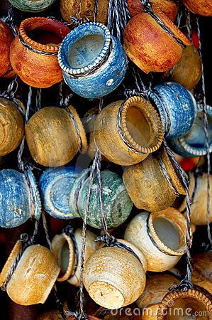 Colorful hanging mexican pottery is available from the small shops that line the streets leading off of 5th Avenue. Hanging Pottery, Mexican Colors, Mexican Kitchens, Mexican Home Decor, Rookwood Pottery, Mexico Art, Raku Pottery, Mexican Decor, Mexican Designs