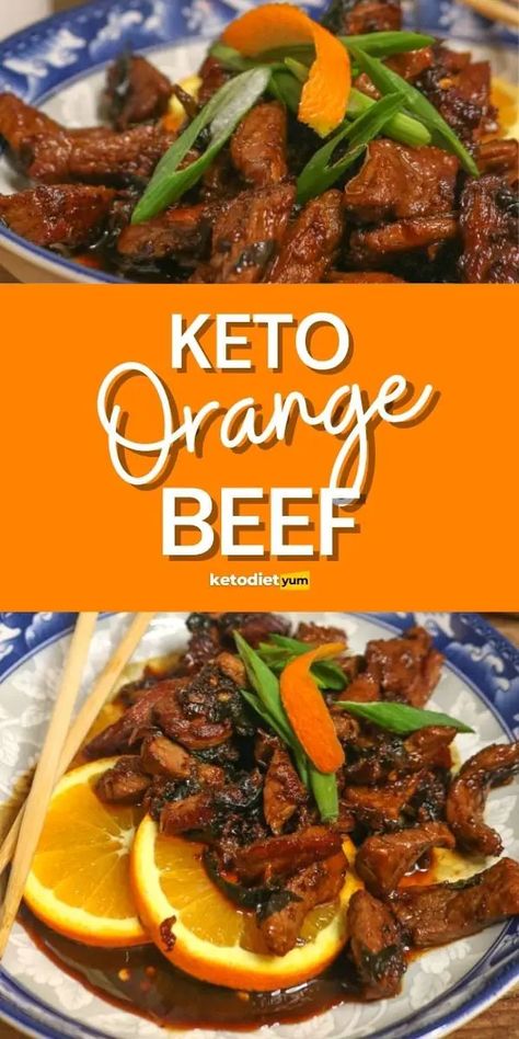 Our Crispy Keto Chinese Orange Beef is the perfect dish when you're craving Chinese takeout! Made fresh with a tangy, sticky and citrusy sauce! Chinese Beef Stir Fry, Keto Chinese, Keto Stir Fry, Orange Beef, Sticky Sauce, Crispy Beef, Free Keto Meal Plan, Chinese Takeout, Free Keto Recipes