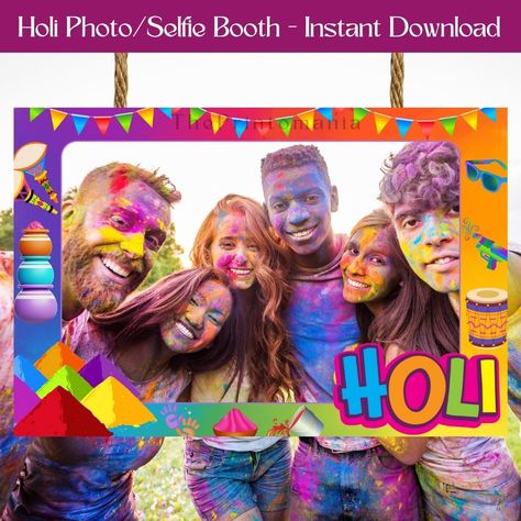 Holi Celebration Decoration, Rang Barse Holi, Holi Decor, Selfie Booth, Holi Hai, Colourful Party, Hearts Paper Crafts, Easy Preschool Crafts, Holi Party