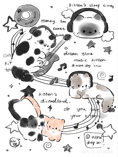 Chat Kawaii, Wallpaper Doodle, Cute Doodles Drawings, Cute Doodle Art, Mini Drawings, Dessin Adorable, Cute Little Drawings, Cat Wallpaper, Cute Backgrounds