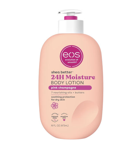 eos Shea Better Body Lotion- Pink Champagne, 24-Hour Moisture Skin Care, Lightweight & Non-Greasy, Made with Natural Shea, Vegan Eos Pink Champagne, Pink Champagne Eos Lotion, Pink Body Lotion, Eos Body Lotion, Eos Lotion, Xmas Wishes, Pink Body, Bath And Body Care, Pink Champagne