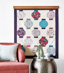 Quilt Inspiration: Free Pattern Day! Asian Inspired Quilts Peacock Quilt, Japanese Quilt Patterns, Moon Quilt, Indigo Quilt, Asian Quilts, Bubble Quilt, Asian Fabric, Japanese Quilts, Pretty Quilt