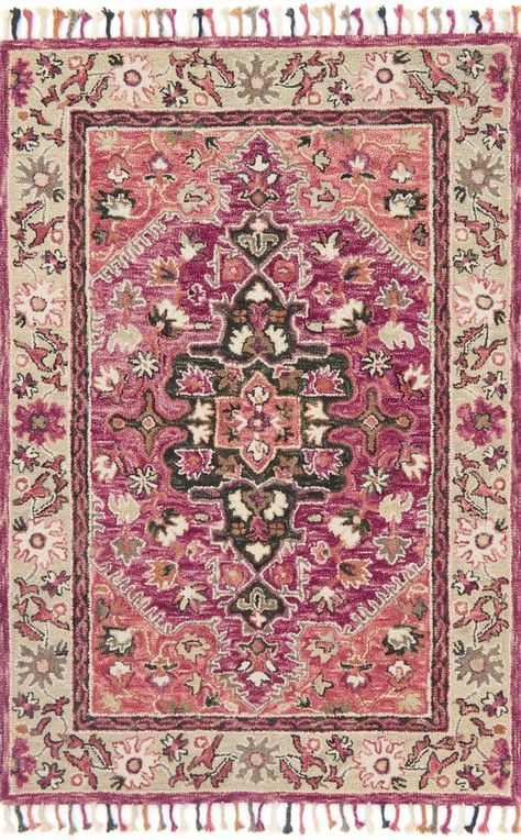 Zharah Rug in Raspberry & Taupe by Loloi Taupe Rug, Loloi Rugs, Persian Pattern, Rug Direct, Teal And Grey, Navy Rug, Colored Highlights, Industrial Furniture, Rugs And Carpet