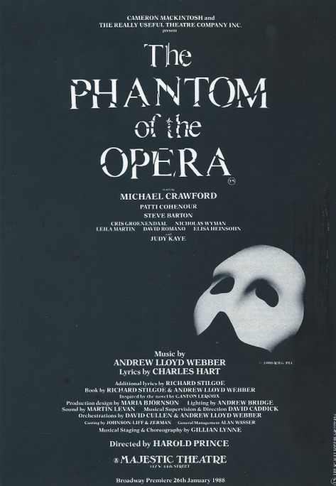 Phantom of the Opera original Broadway poster Broadway Musicals Posters, Broadway Poster, Musical Theatre Posters, Opera Poster, Hamilton Poster, Broadway Posters, Play Poster, The Phantom Of The Opera, Broadway Theatre