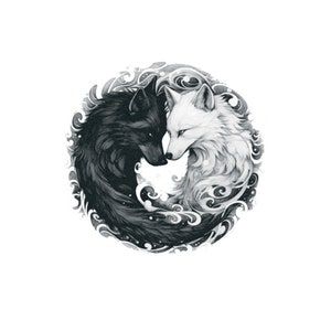 Couple Tattoos Wolf, Wolf Couple Tattoo, Tattoo For Lovers, Couples Wolf Tattoos, Wolves Couple, Wolf Yin Yang, Two Wolves Tattoo, Tattoo Yin Yang, Wolves Tattoo