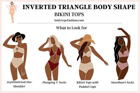 How to Choose Bikinis for Inverted Triangle Body Shape - Fashion for Your Body Type Summer Outfit Inverted Triangle, Athleisure Outfits Inverted Triangle, Inverted Triangle Body Shape Swimsuit, Swimwear For Inverted Triangle Shape, Swimsuits For Inverted Triangle Shape, Shorts For Inverted Triangle Body Shape, Inverted Triangle Swimsuit, Inverted Triangle Swimwear, Inverted Triangle Summer Outfits