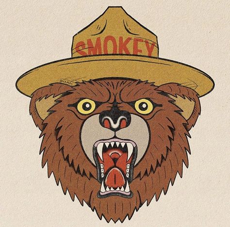 Smokey Bear Tattoo, Smokey The Bear Tattoo, The Bear Tattoo, Art Inspired Tattoos, Smokey The Bear, Smokey Bear, Inspired Tattoos, Smokey The Bears, Bear Tattoo