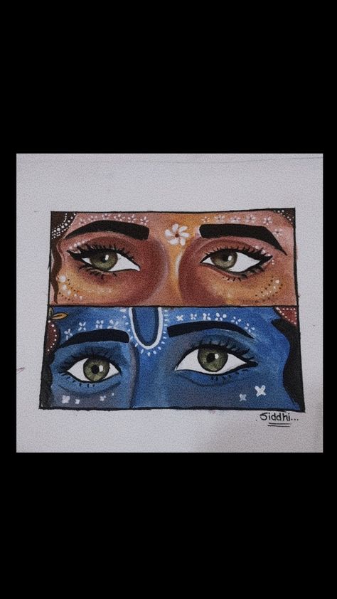 Not perfect but tried😶‍🌫️ Radha Krishna Mini Canvas Painting, Krishna Eyes, Radha Krishna Painting, Krishna Drawing, Inspiration Painting, Krishna Radha Painting, Eye Painting, Radha Krishna Art, Krishna Painting