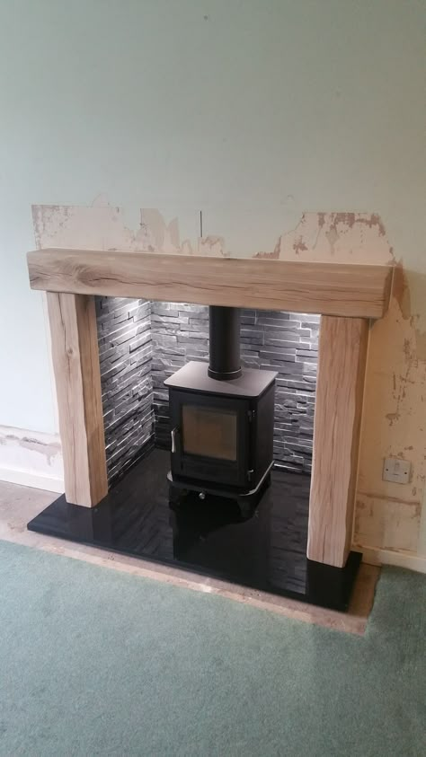 Recessed Wood burner, great surround Wood Stove Chimney, Wood Burner Fireplace, Log Burner Fireplace, Log Burner Living Room, Wood Burning Fireplace Inserts, Kitchen Sink Decor, Stove Ideas, Wood Burners, Fireplaces Ideas