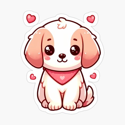 Cute Dog Drawing Kawaii, Chibi Dog, Kawaii Puppy, Dog Drawing Simple, Cartoon Cupcakes, Cute Dog Drawing, Baby Sticker, Puppy Drawing, Doodle Cartoon